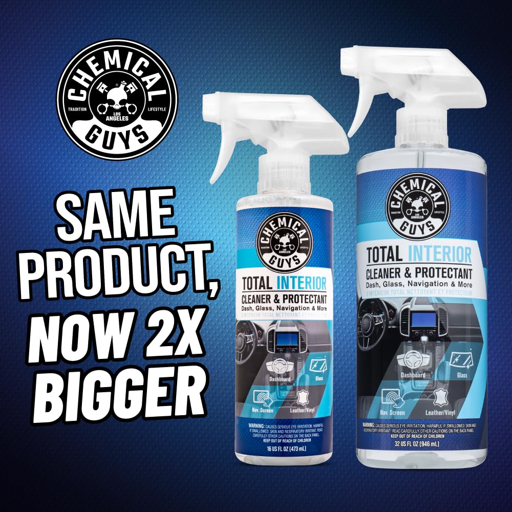 Chemical Guys applied on dashboard cleaning action removing dust and leaving natural finish benefit