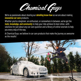 Chemical Guys Ball Buster in detailing scene with car wheel showing time-saving use