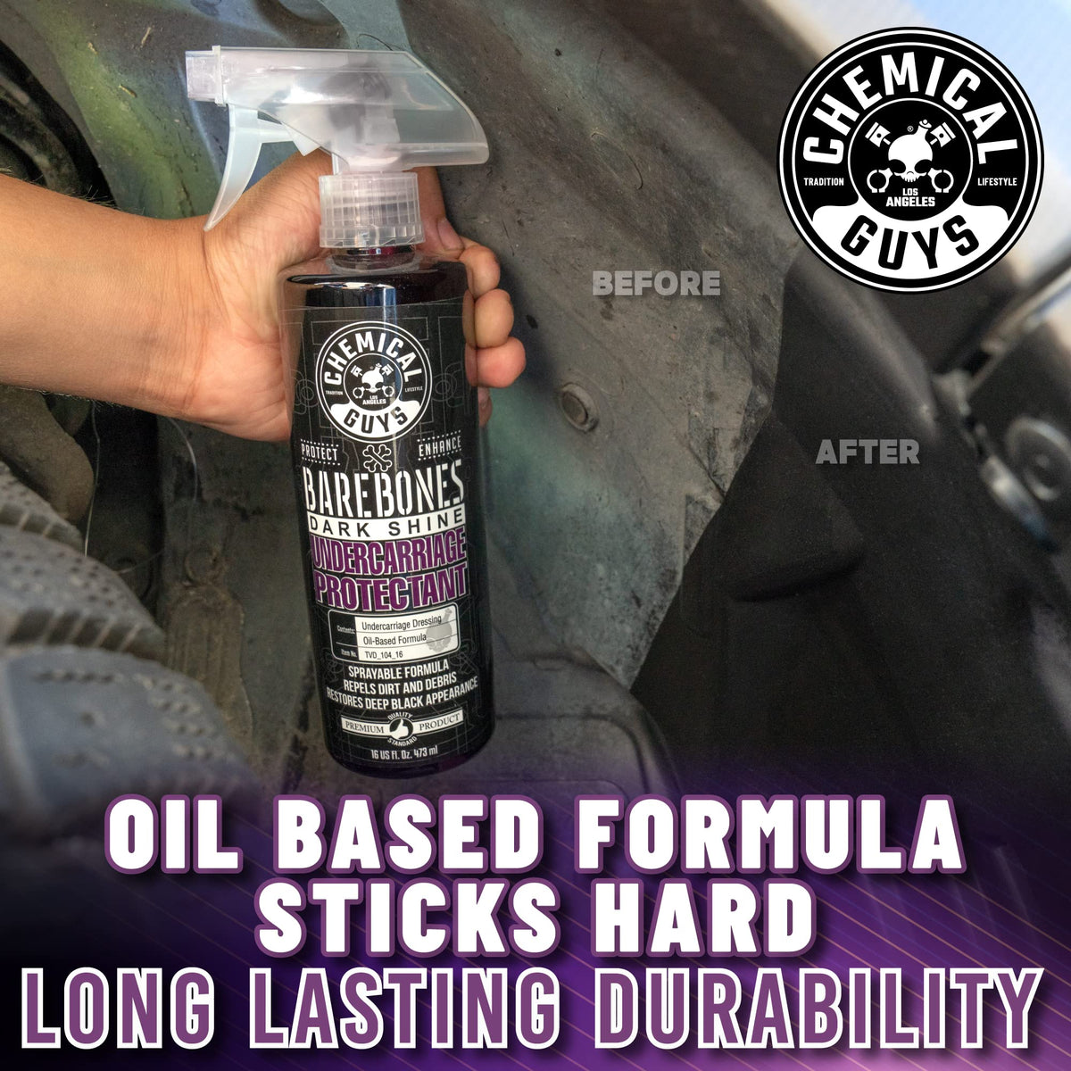 Chemical Guys rubber seal before and after showing revived dark appearance