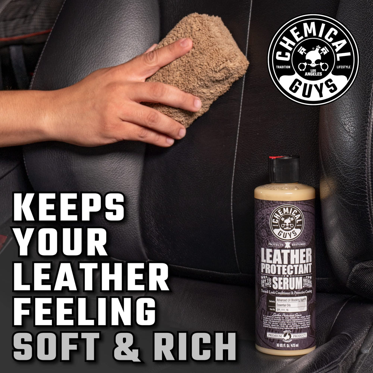 Chemical Guys before and after car seat restoration showing renewed look