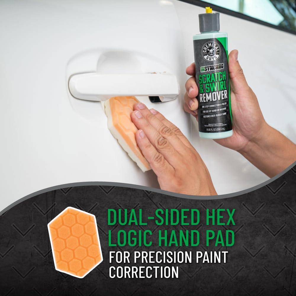 Chemical Guys before and after panel comparison revealing restored paint clarity