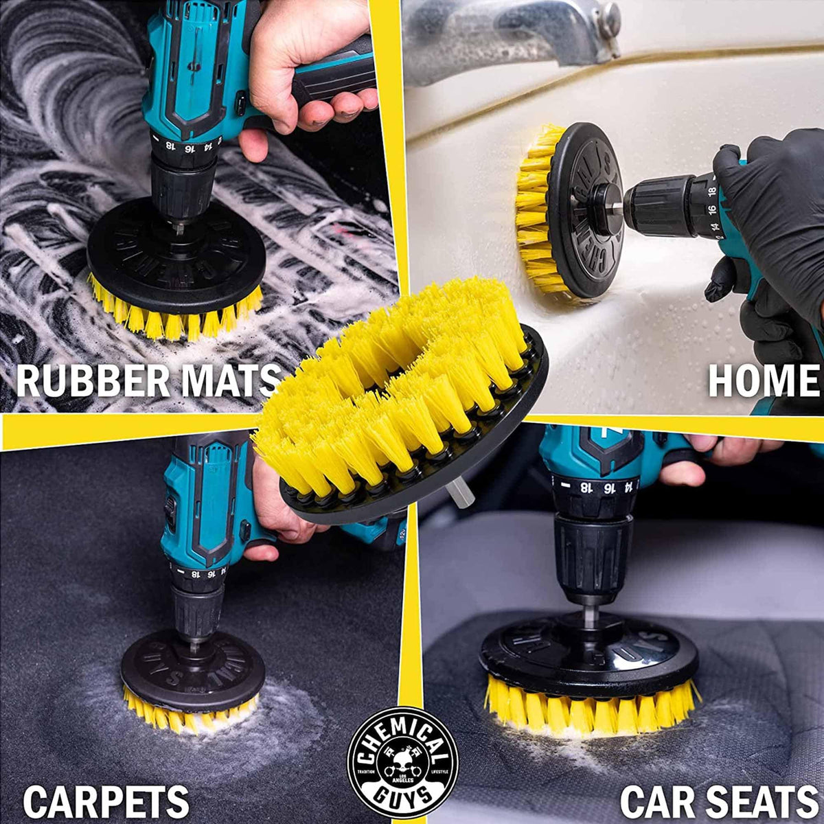 Chemical Guys before and after car seat demonstrating stain removal