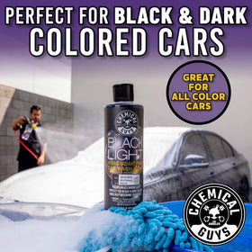 Chemical Guys used with chenille mitt delivering slick, scratch‑free wash