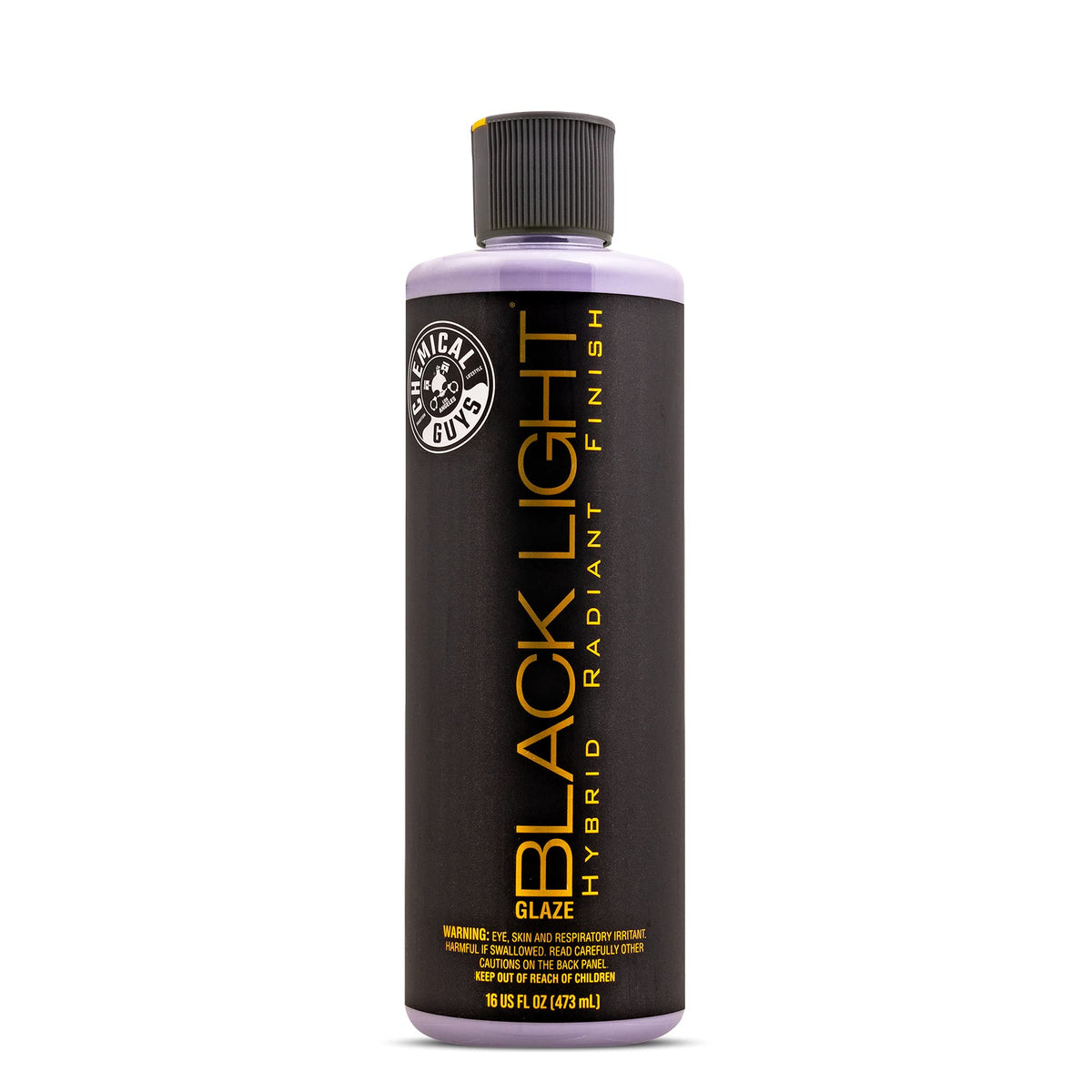 Chemical Guys bottle front label showing product name and size for instant recognition and trust