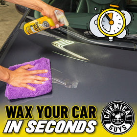 Chemical Guys spraying Blazin' Banana onto vehicle panel for quick application benefit