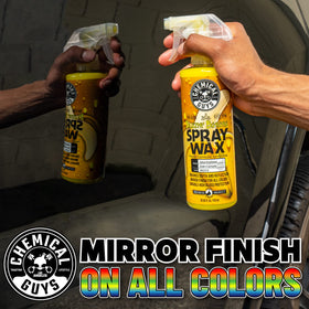 Water beading on paint after Chemical Guys Blazin' Banana showing improved repellency