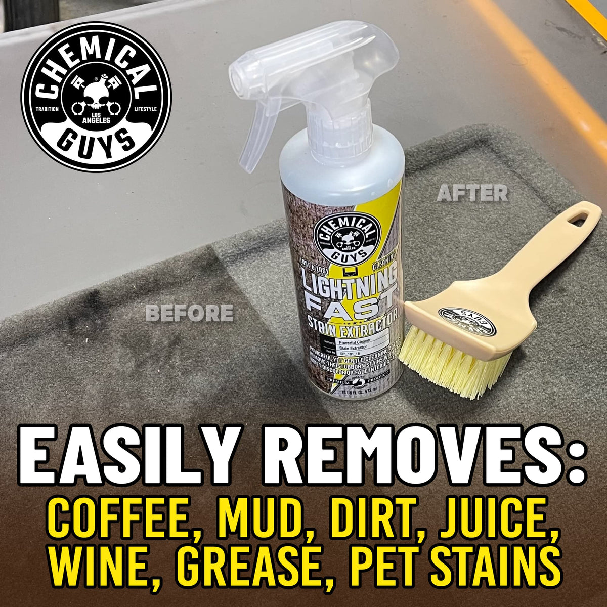 Chemical Guys agitated with brush to lift embedded dirt effectively