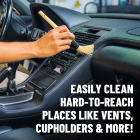 Chemical Guys brush cleaning car vent, lifts dust from tight crevices