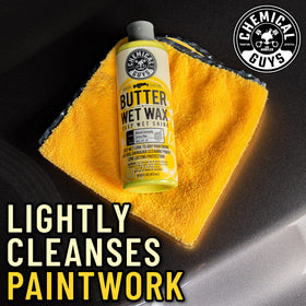Chemical Guys pouring liquid wax drops showing easy spreadability benefit