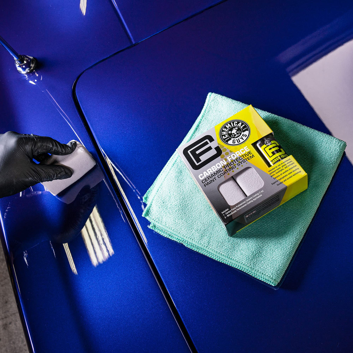Chemical Guys three microsuede applicators displayed for precise, even ceramic application