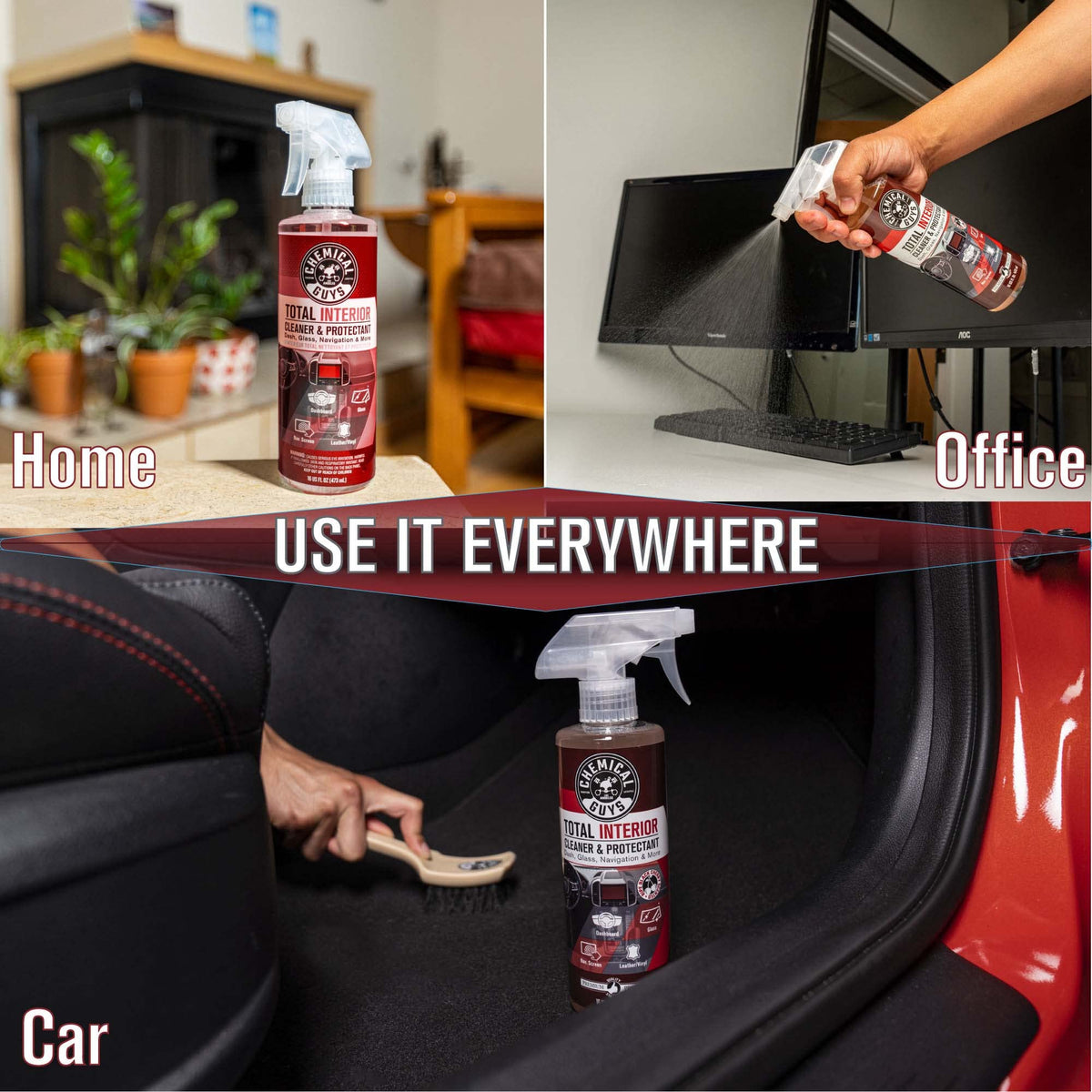 Chemical Guys treating carpet stain to lift spot and refresh fibers