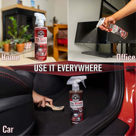 Chemical Guys treating carpet stain to lift spot and refresh fibers