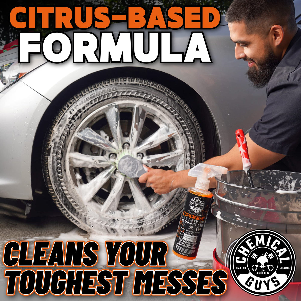 Chemical Guys citrus foam texture lifting grease to reveal cleaner surfaces