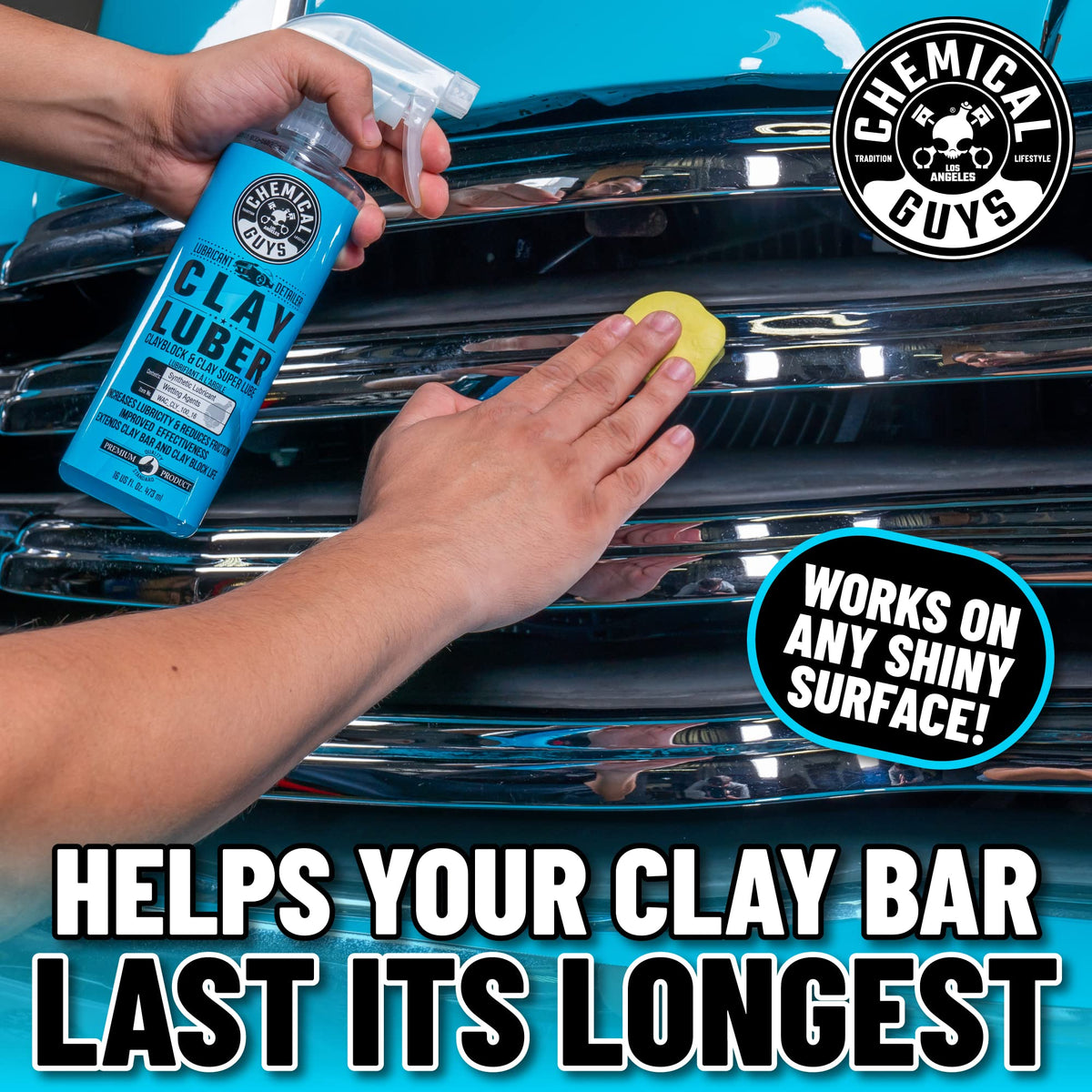 Chemical Guys clay bar folded to reveal clean surface and restore gloss