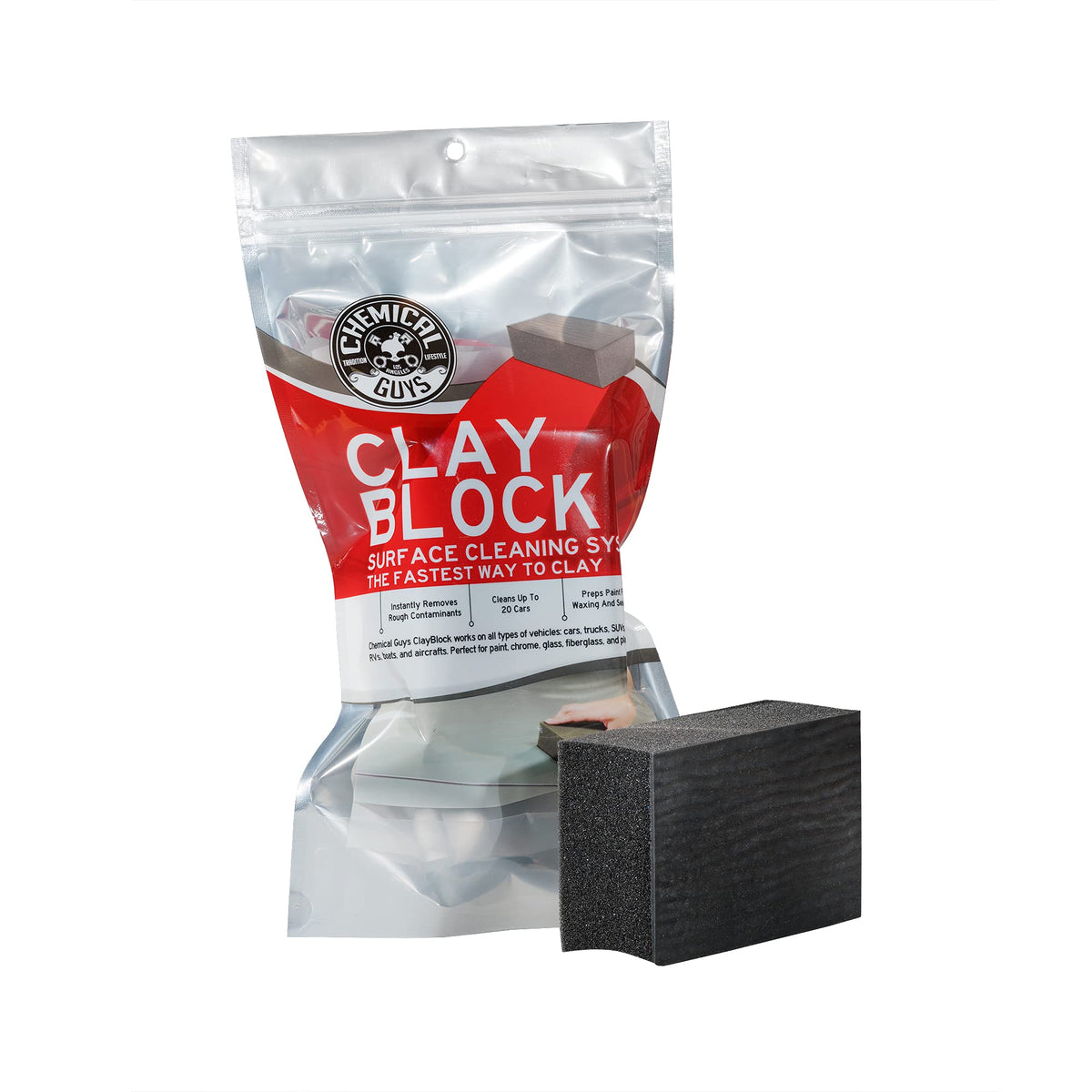 Chemical Guys Clay Block V2 front view showing compact design and easy handling benefit