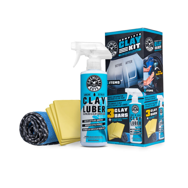 Chemical Guys front packaging showing complete clay bar kit and benefits