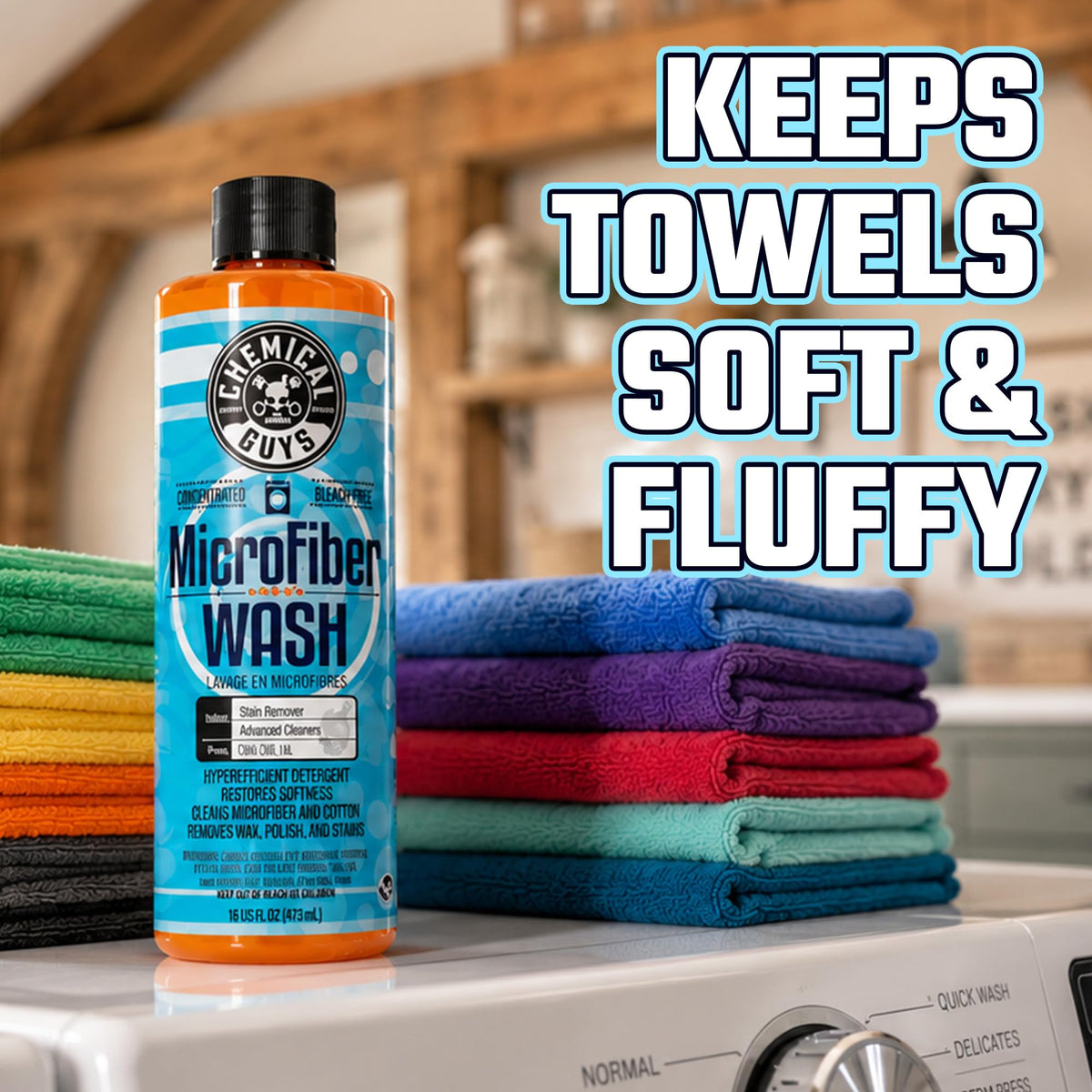 Chemical Guys clean microfiber towels stacked to show restored absorbency