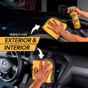 Chemical Guys towel cleaning glass delivering streak-free clarity