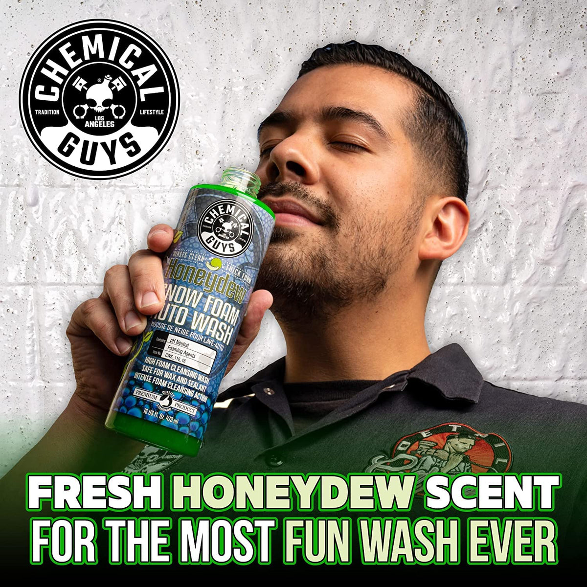 Chemical Guys Honeydew bottle label detail emphasizing concentrated formula