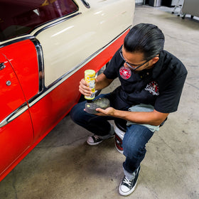 Chemical Guys full detailing collection displayed in garage for weekend use
