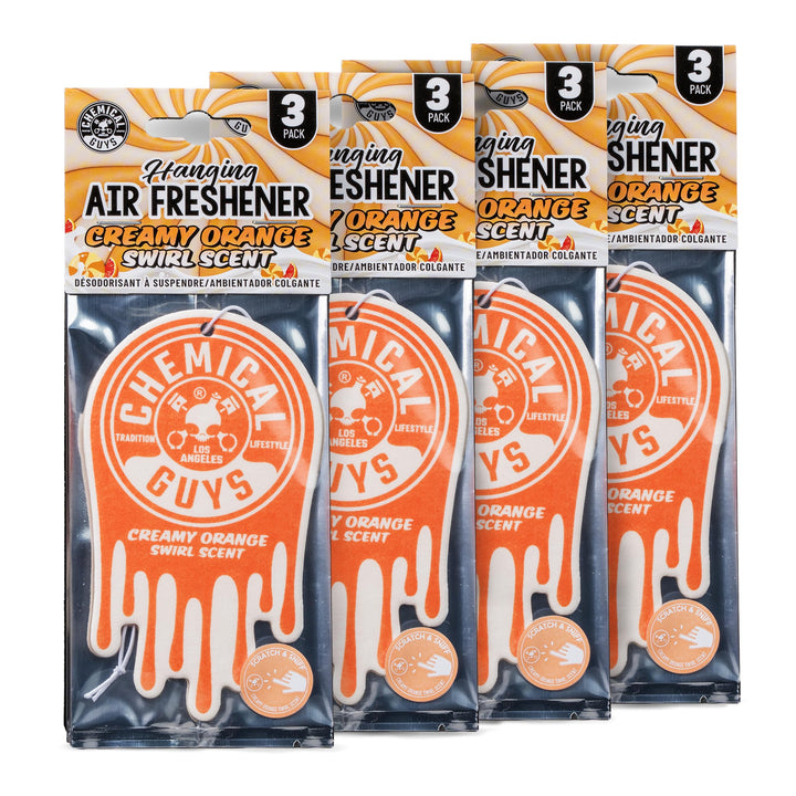 Chemical Guys front packaging showing 12-pack and scent graphics, bright benefit
