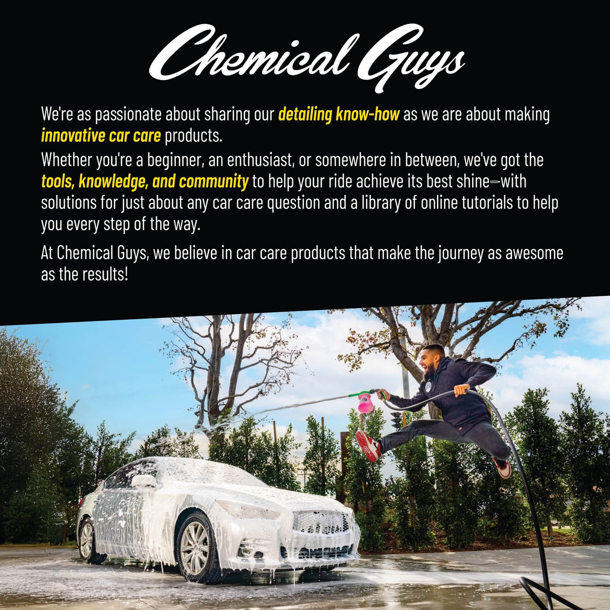 Chemical Guys detail of lockable caster demonstrating stability and safety benefit