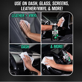Chemical Guys dashboard cleaned before and after demonstrating streak-free finish