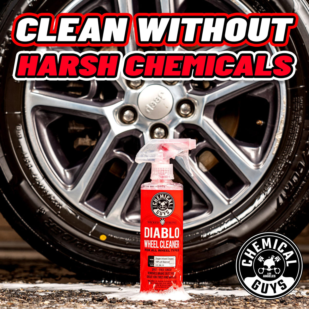 Chemical Guys Diablo before and after wheel showing restored shine and protection