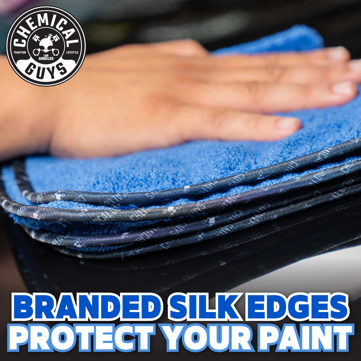 Chemical Guys towel drying glass with no-smear results