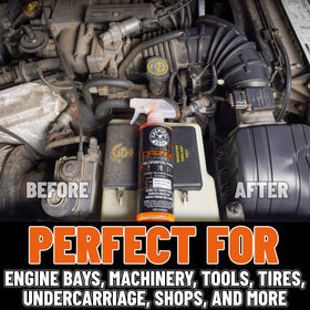 Chemical Guys used on engine bay removing grime for easier maintenance
