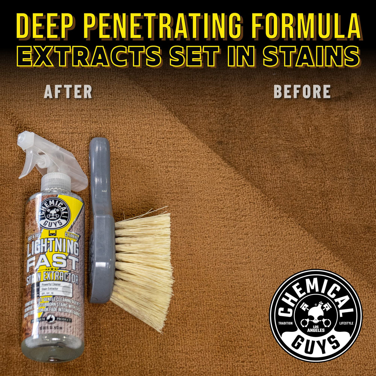 Chemical Guys extraction vacuum removing loosened soils for faster drying