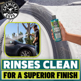 Chemical Guys sudpreme foam cannon covering car for safe cleaning