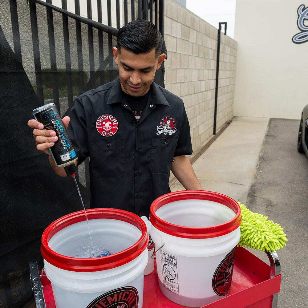 Chemical Guys foam cannon producing thick suds for deep matte-safe cleaning