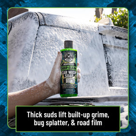 Chemical Guys foam cannon producing clingy foam for vertical panels and extended dwell time