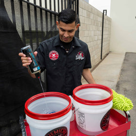 Chemical Guys foam cannon dispensing thick foam for safe matte pre-soak cleaning