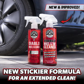 Chemical Guys thick foam clinging to wheel spokes showing gentle lift of brake dust for safer cleaning