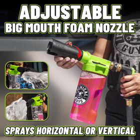 Chemical Guys foam suds on car hood demonstrating clingy foam for better cleaning