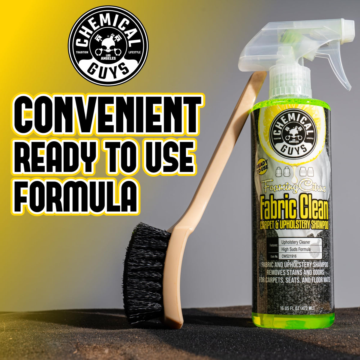 Chemical Guys spraying on upholstery showing effective stain lifting