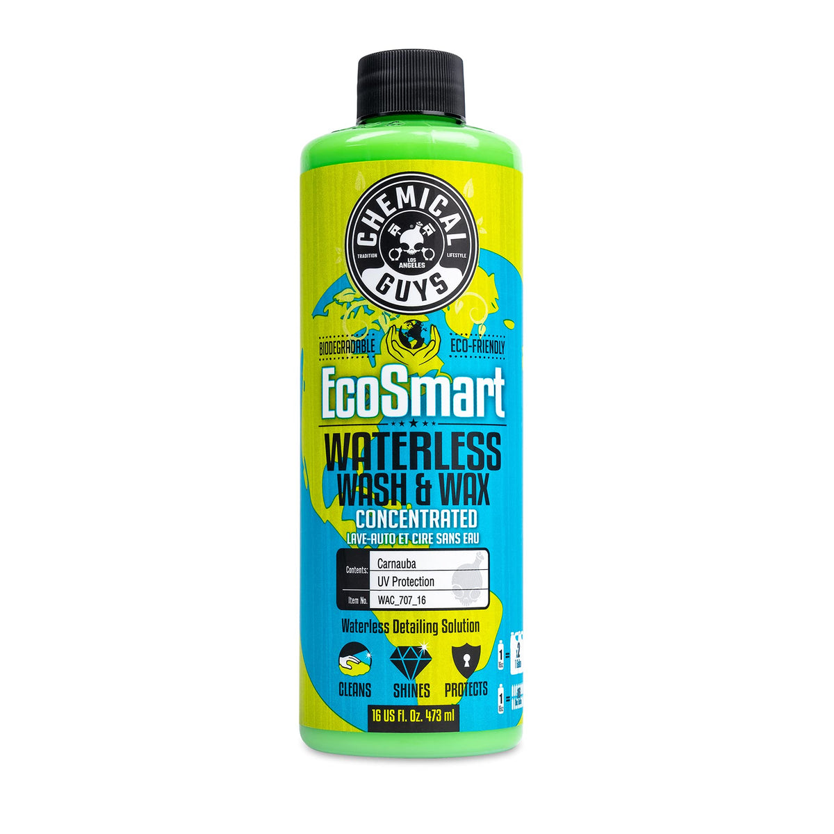 Chemical Guys bottle front label showing product details and benefits