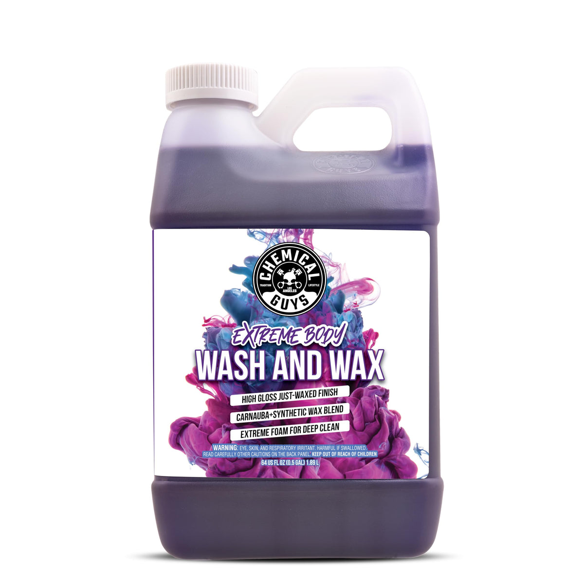 Chemical Guys front label of 64 oz bottle showing product name and benefits