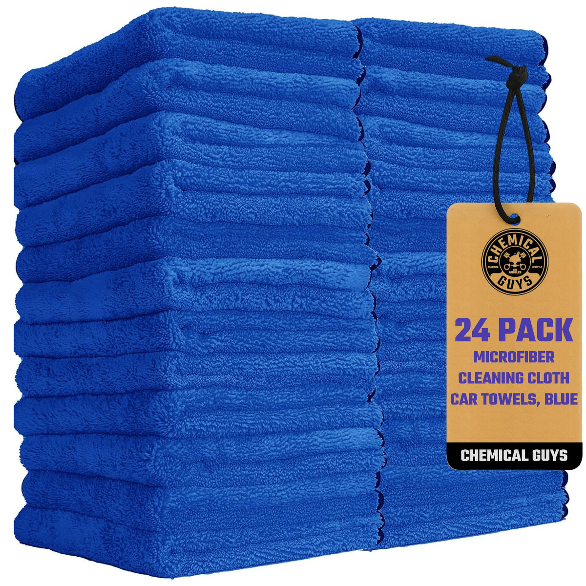 Chemical Guys front packaging showing 24 blue towels and brand clarity