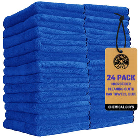 Chemical Guys front packaging showing 24 blue towels and brand clarity