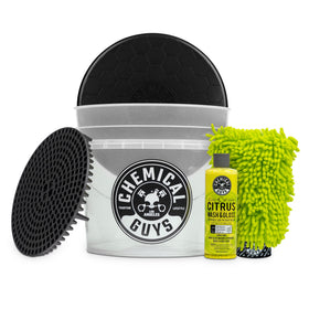Chemical Guys front packaging showing full bucket kit and benefits