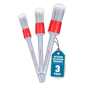 Chemical Guys front view of three-piece brush set showing organized handles and heads