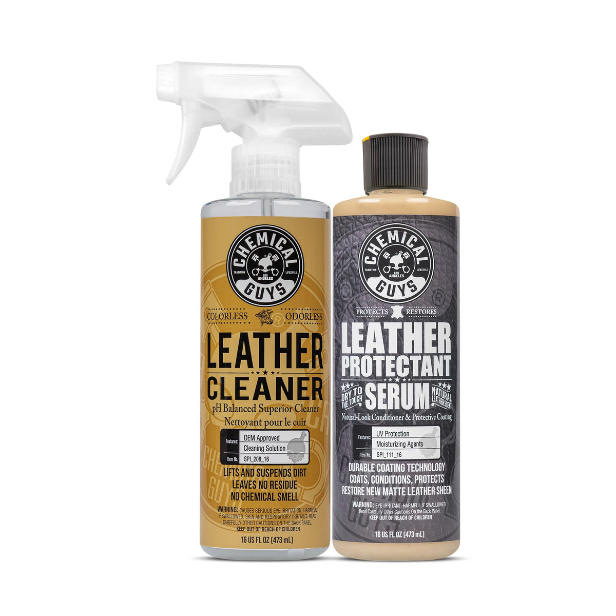 Chemical Guys front packaging showing complete leather care kit benefits