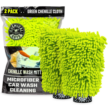 Chemical Guys front packaging showing two wash mitts and included benefits