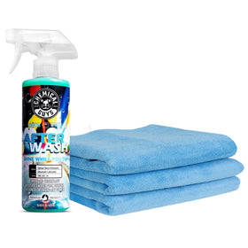 Chemical Guys front packaging showing bottle and towels for easy identification and convenience