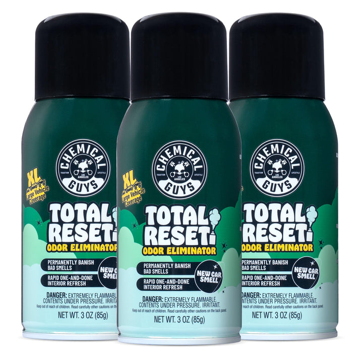 Chemical Guys front packaging showing three fogger cans and benefits