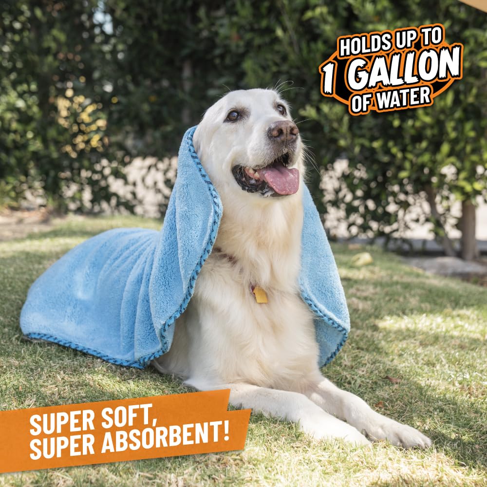 Chemical Guys Furrocious towel in use drying a dog for faster bath time