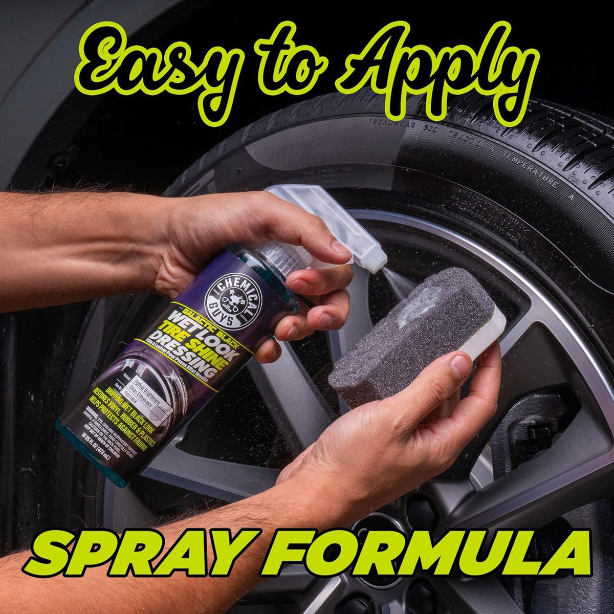 Chemical Guys applicator in hand applying product for controlled, mess‑free coverage